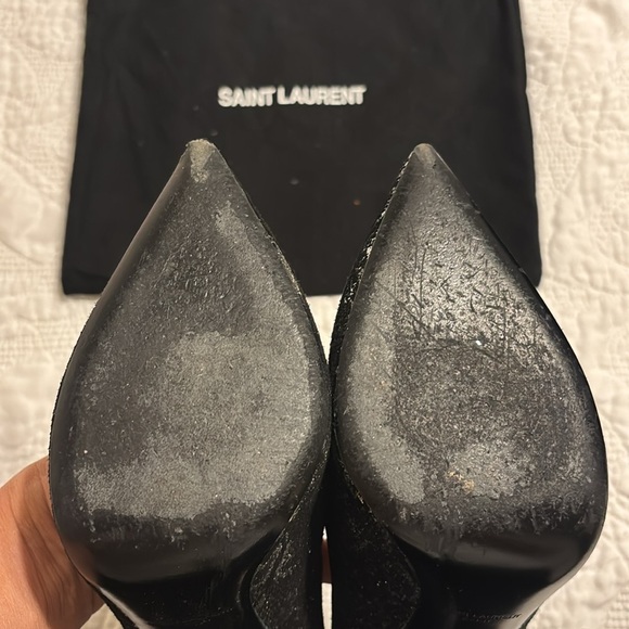 Saint Laurent Women's Black Suede metallic snakeskin Pumps silver size 39 YSL - Picture 12 of 12